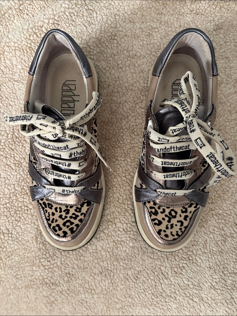 The Brand of the Cat Leopard Print Leather Sneakers - Tan/Black
